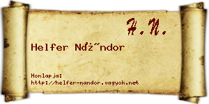 Helfer Nándor névjegykártya